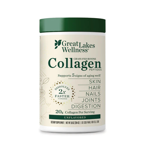 New Look Grass-Fed Bovine Collagen Peptides by Great Lakes Wellness. Unflavored 10oz