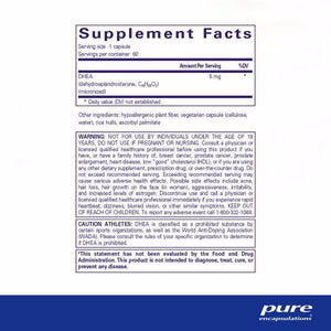 DHEA 5mg by Pure Encapsulations. 60 Cap. Micronized Dehydroepiandrosterone